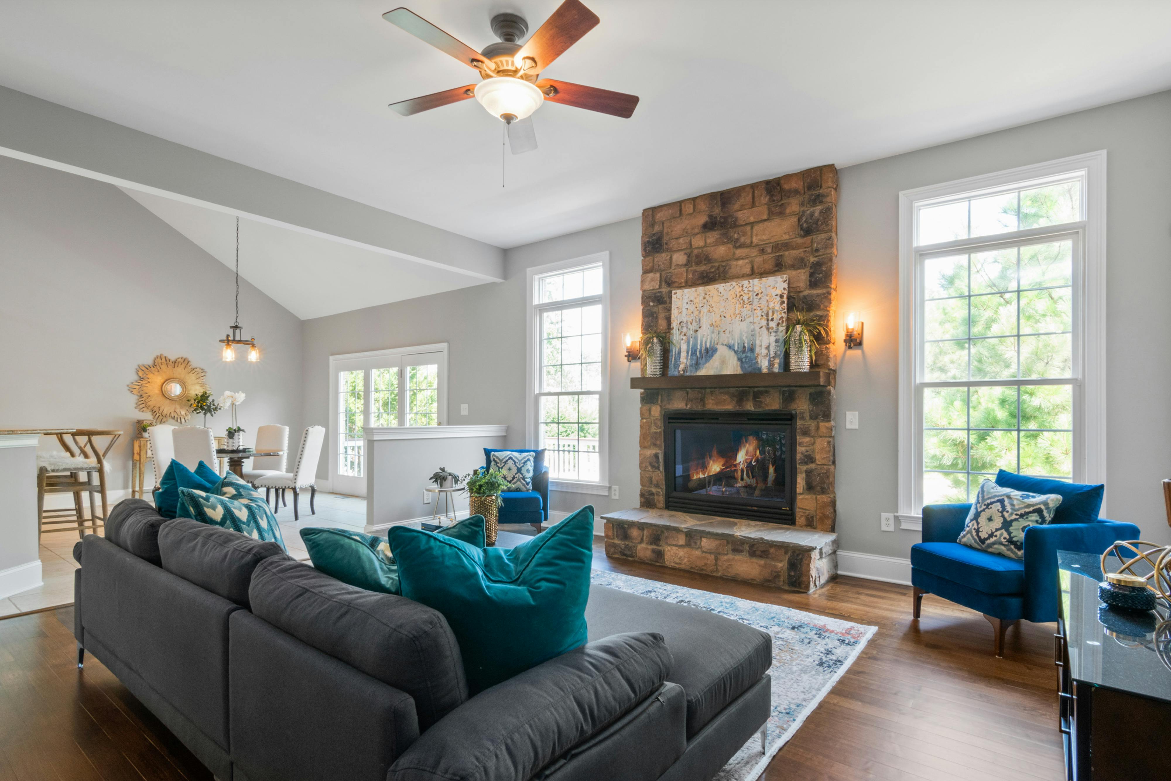 Living room with one standout design feature that makes a home memorable to buyers.