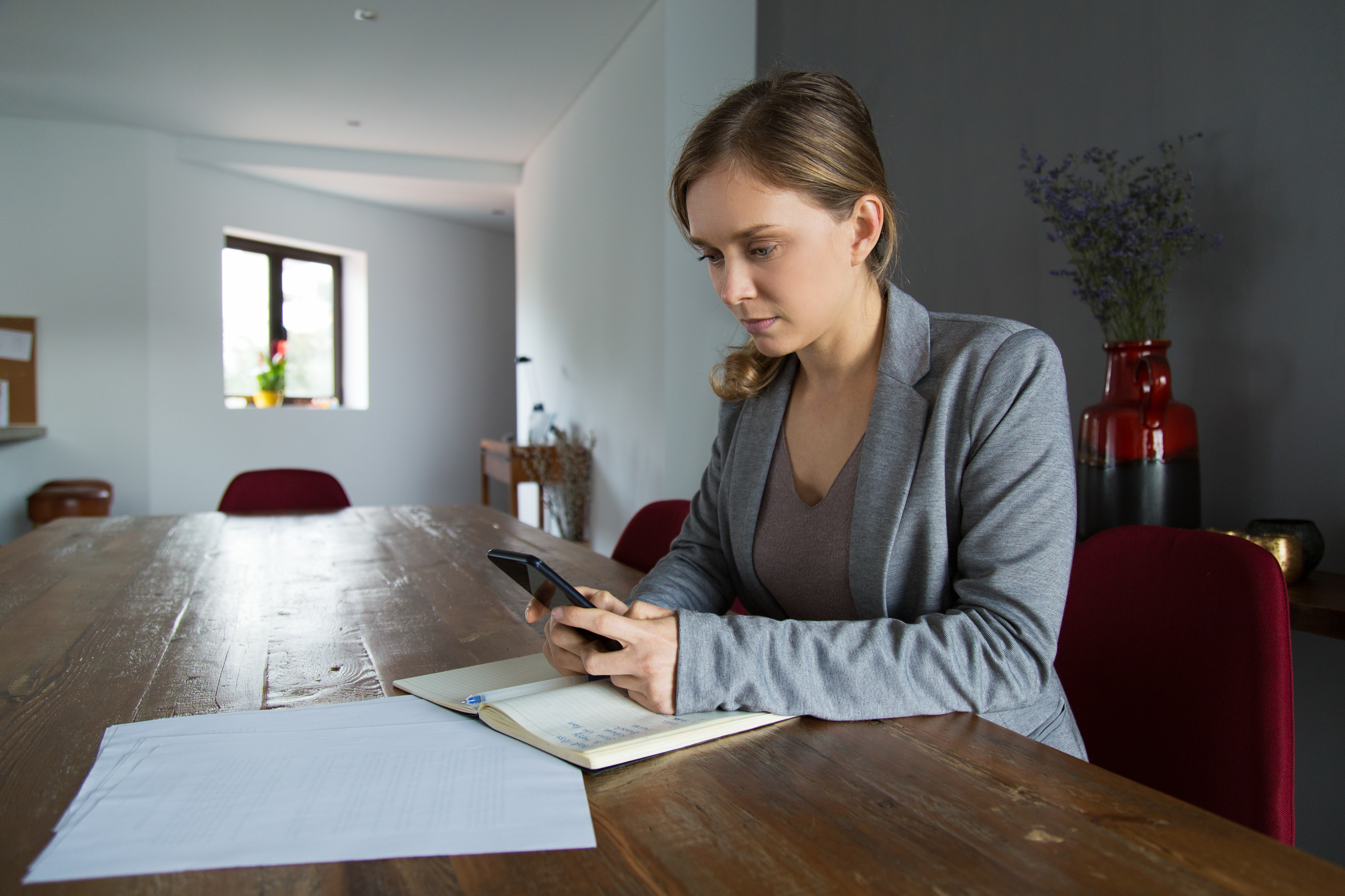 Seller reviewing settlement statement before closing.