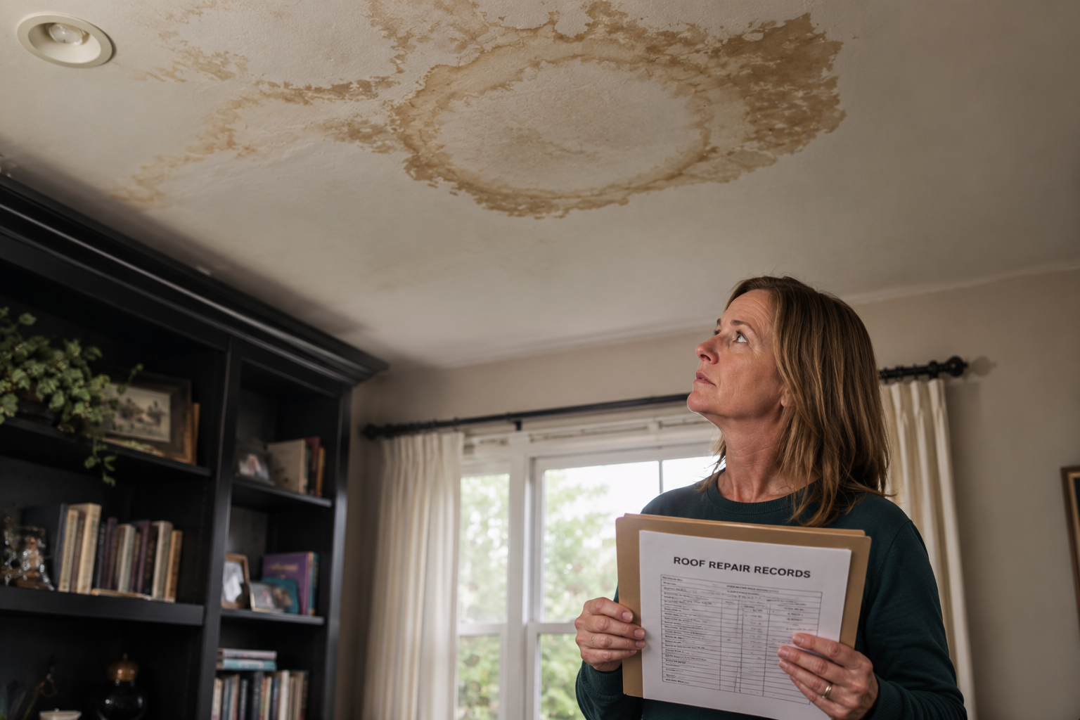 Evidence of previous water intrusion in a residential property. Evidence of previous water intrusion in a residential property.
