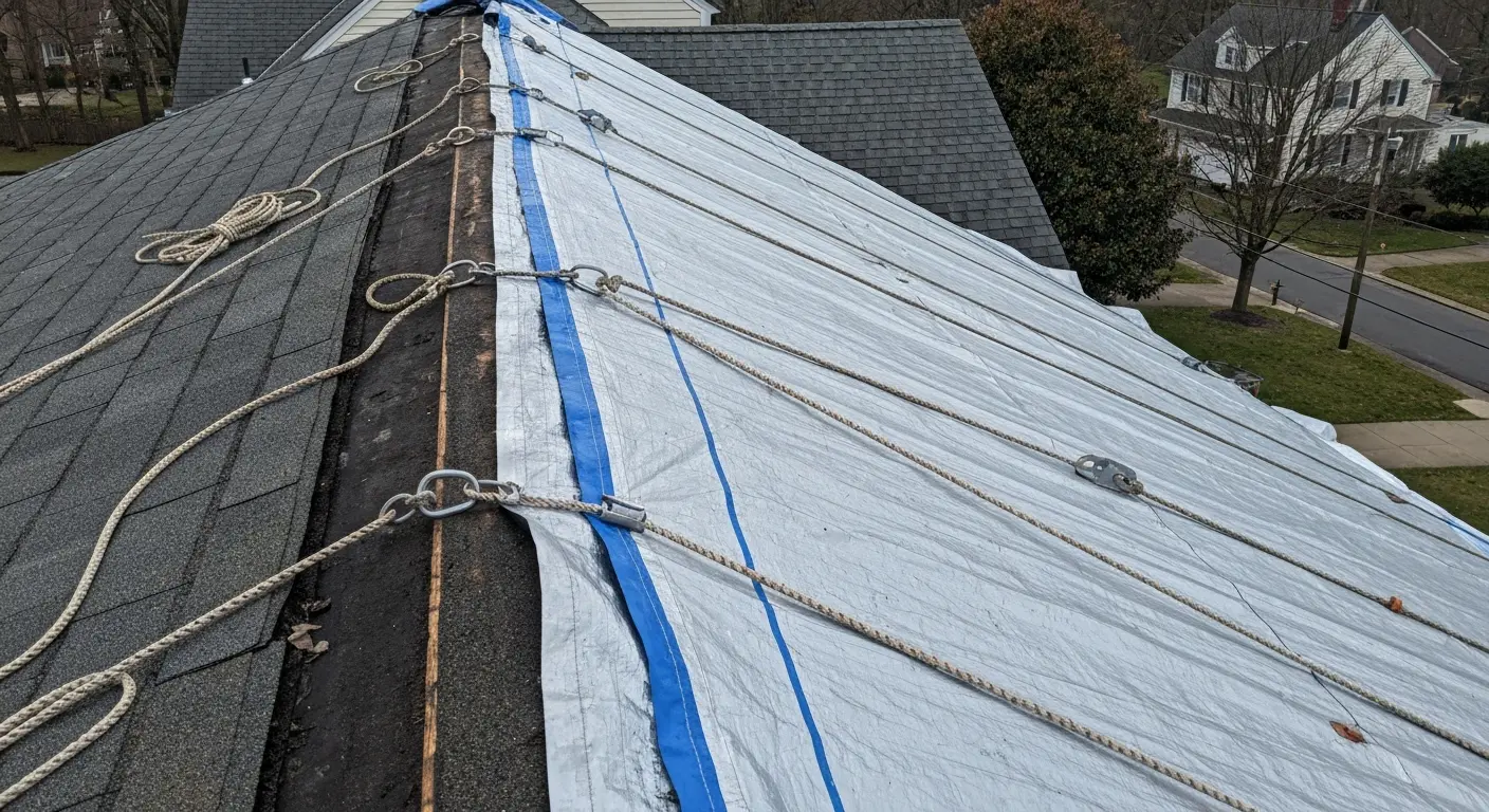 Emergency roof tarping