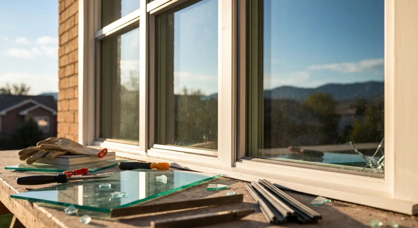 Broken window glass repair