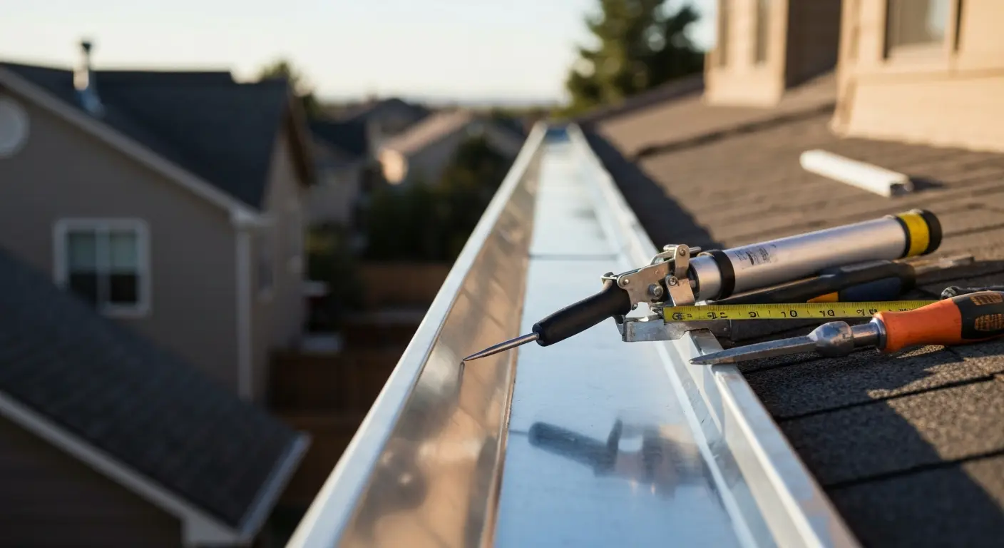 Hail damage repair on gutters