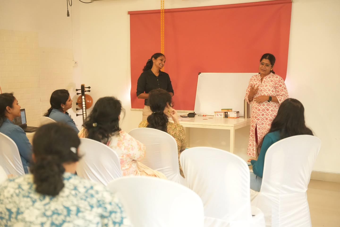 Mothers engaged in a live transformational session