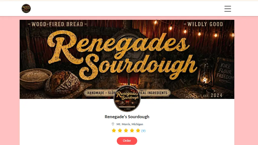 Renegade Sourdough homepage before redesign