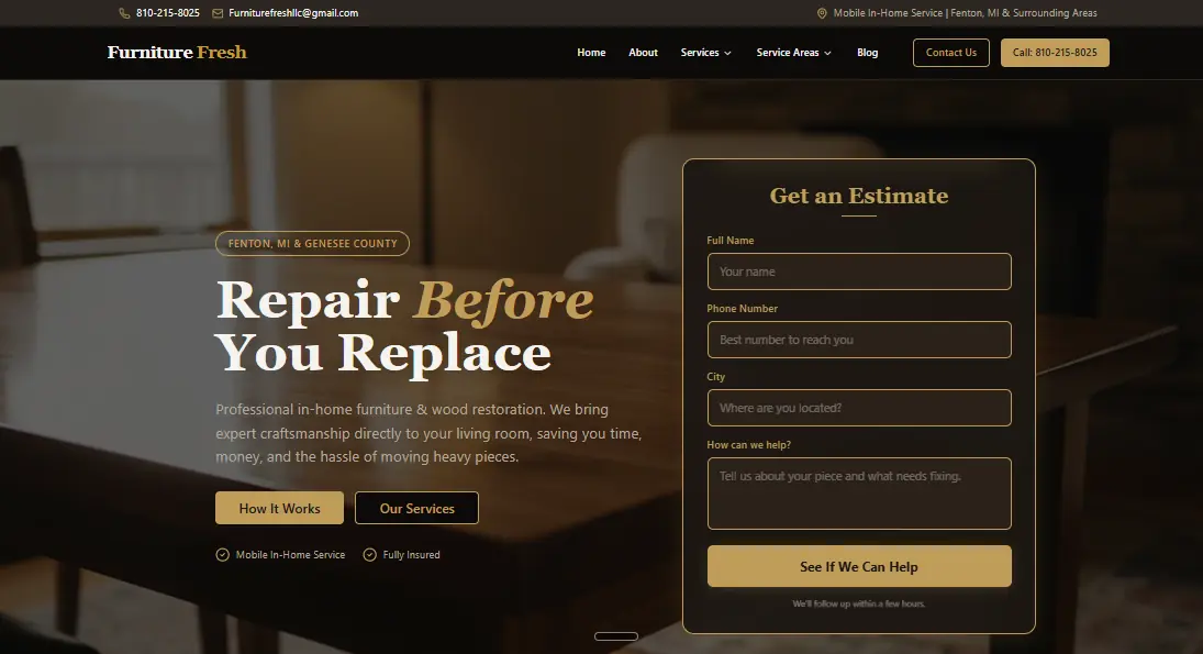 Furniture Fresh website screenshot