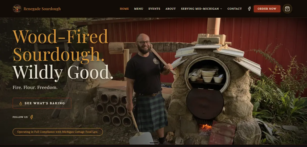 Renegade Sourdough redesigned homepage