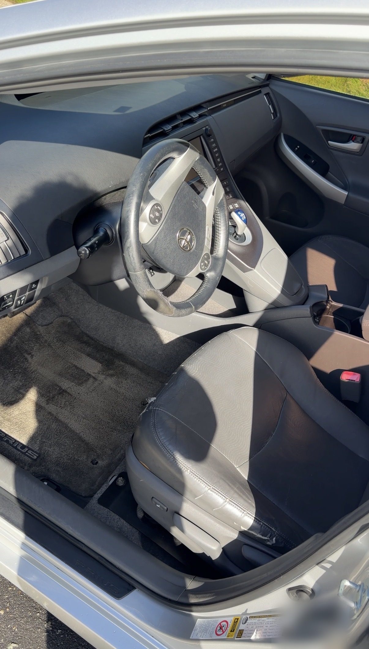 After driver seat of a Toyota Prius, full detail in Pacifica