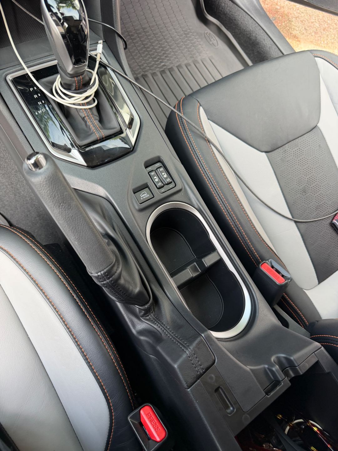 Clean centre console of a Subaru Crosstrek after detailing