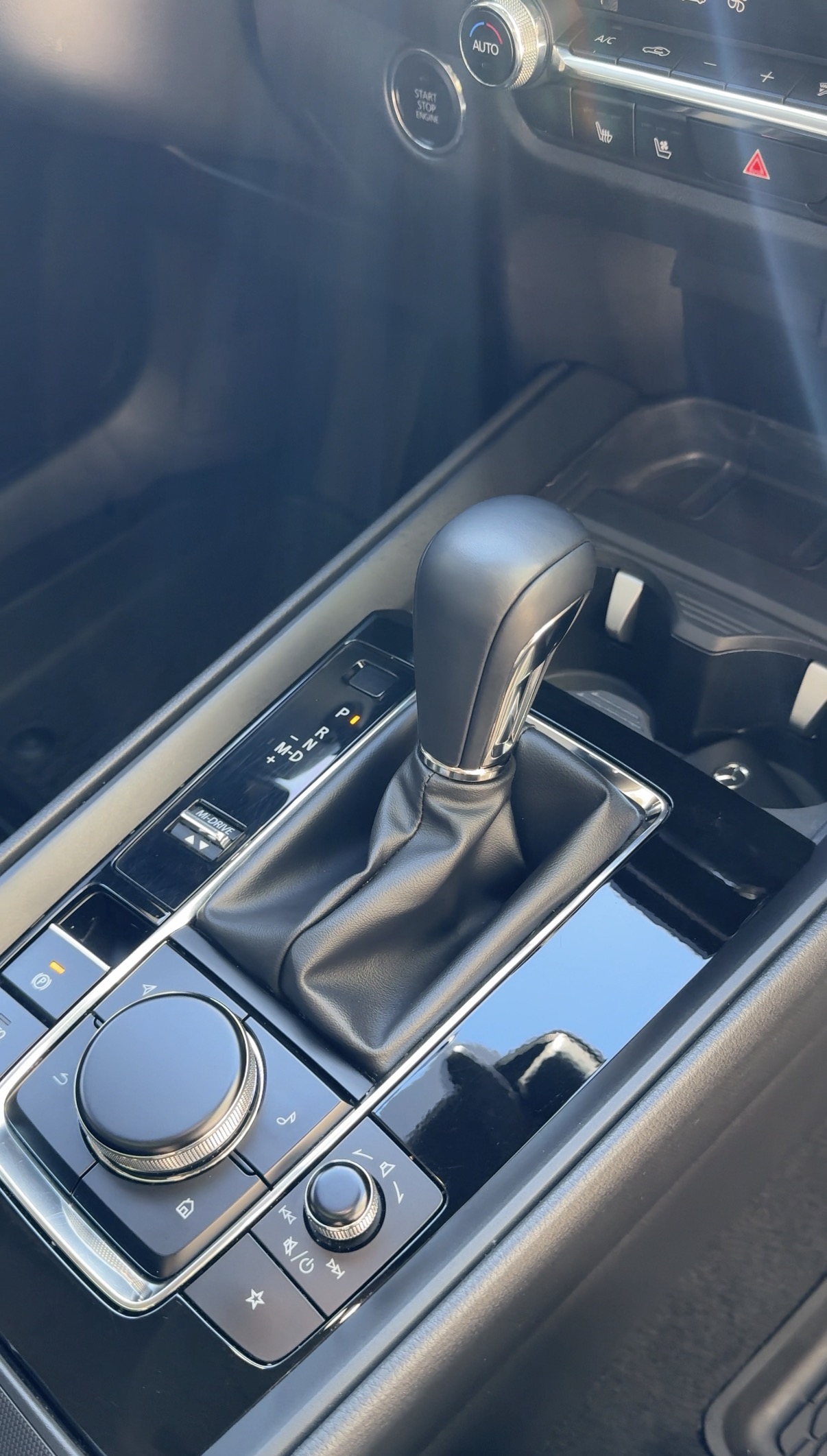 After shift knob of a Mazda CX-50, interior detail in Central Richmond