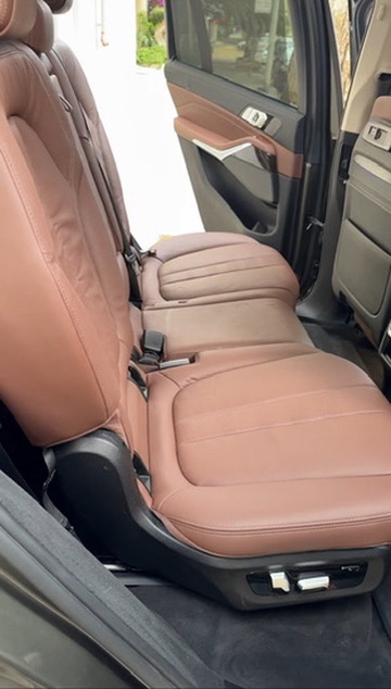 Interior detail result — BMW X7 back seats after full detail