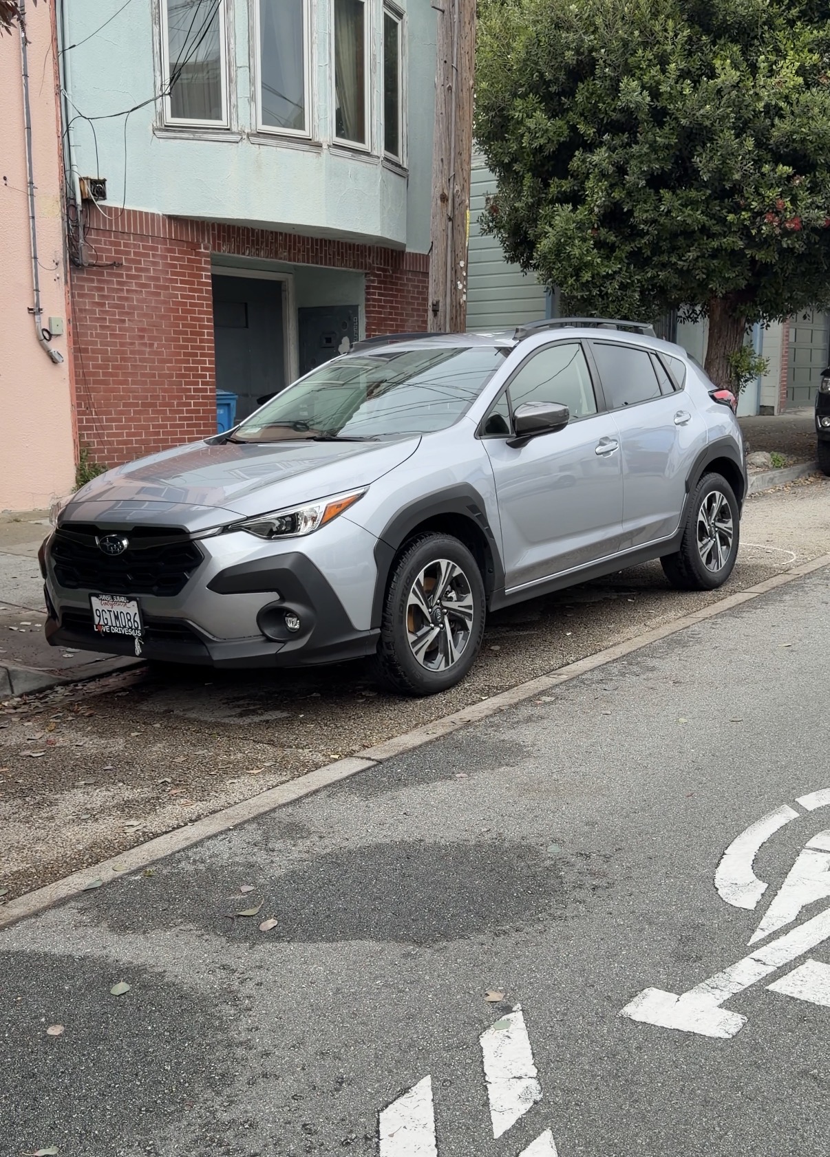 Clean detailed Subaru Crosstrek exterior after mobile detailing on a residential street in Ingleside