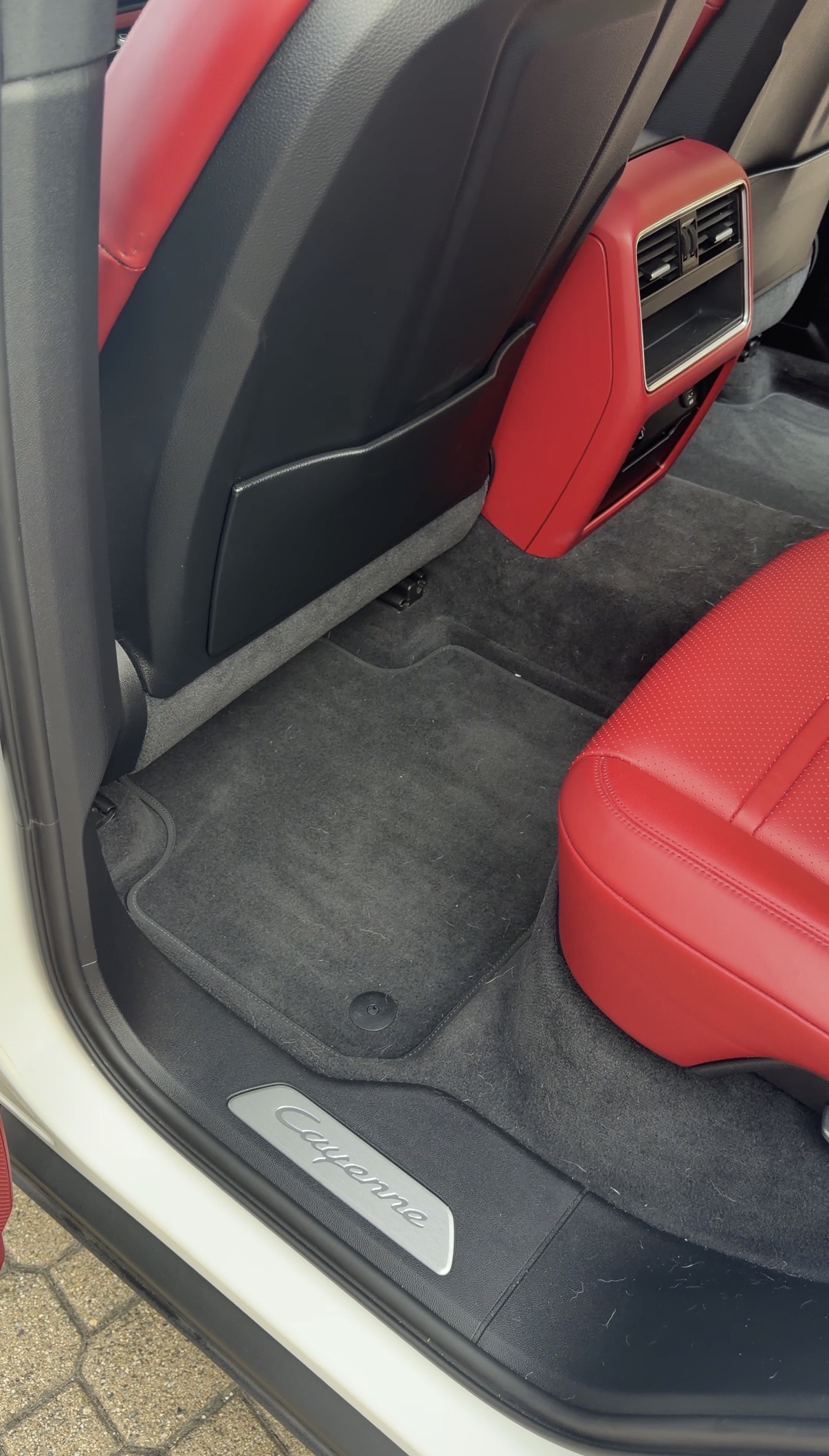 Porsche Cayenne rear seat floor after detailing, clean