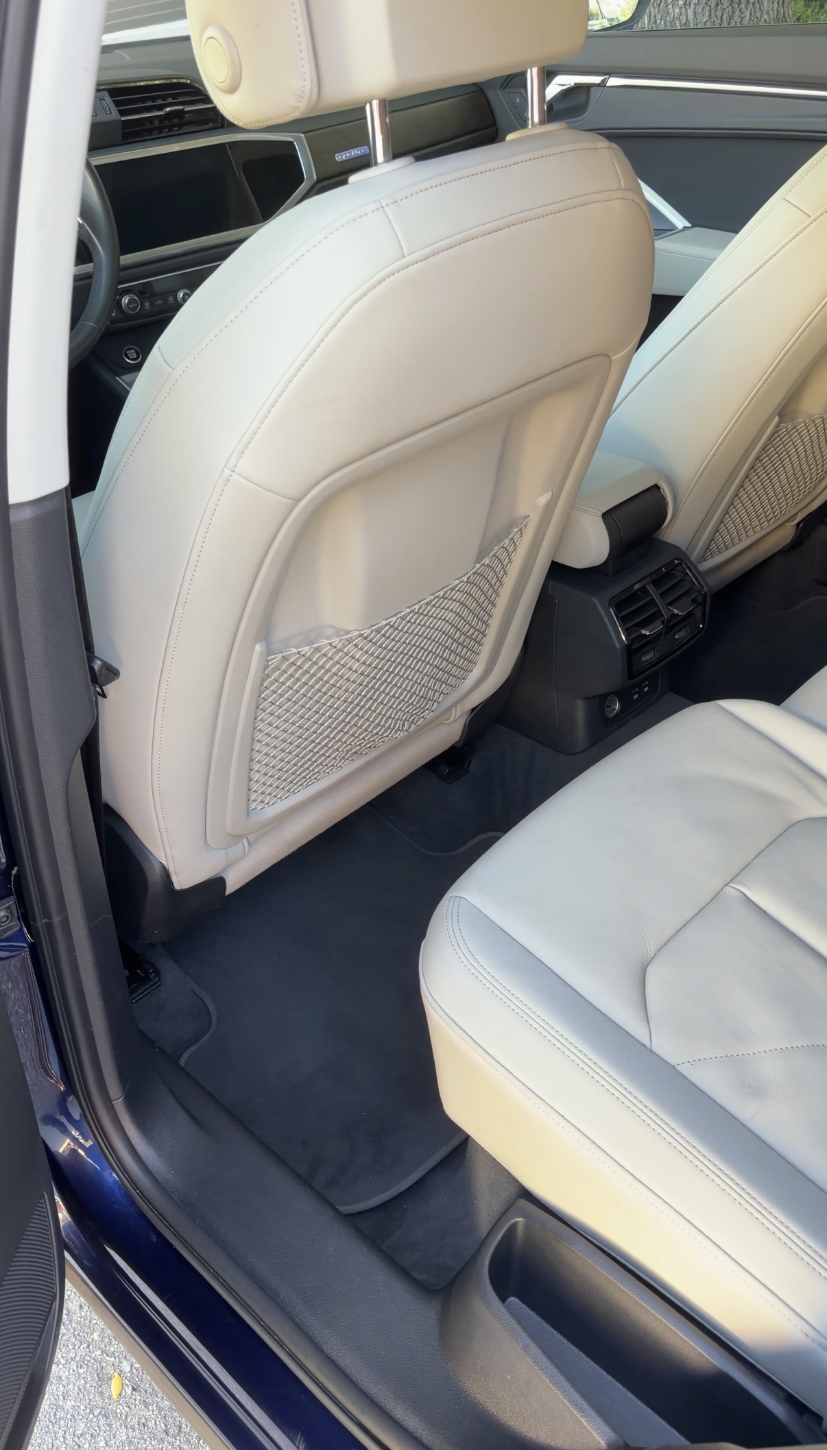 Audi Q3 rear seat after detailing, clean