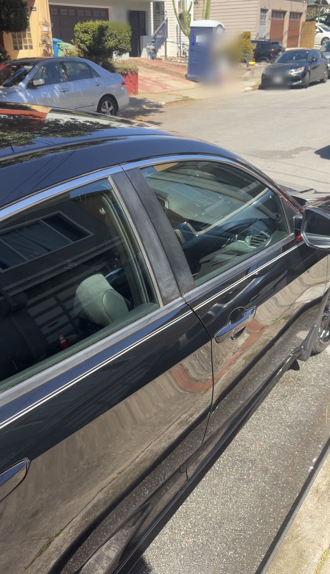 Clean passenger-side doors and glass on a detailed Honda Civic