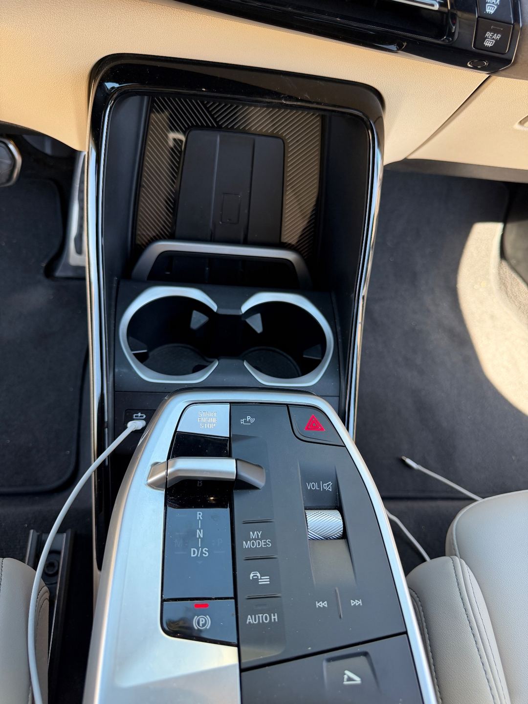 Centre console of a grey BMW X1 before detailing