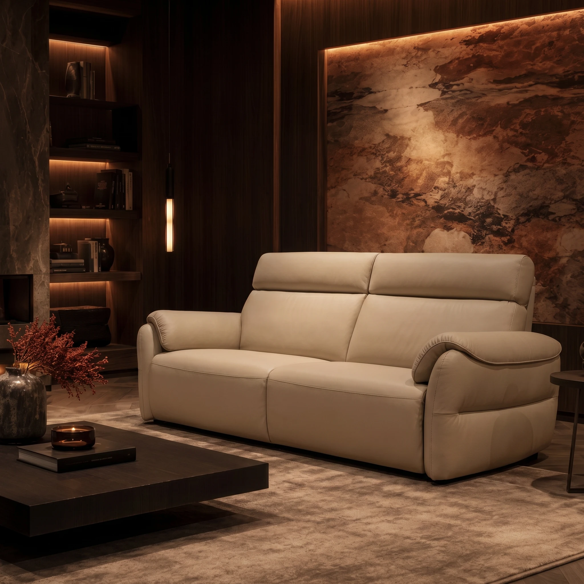 Interior Natuzzi — Sala de estar con sofá italiano