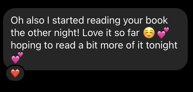 Reader message: started reading, loving it so far