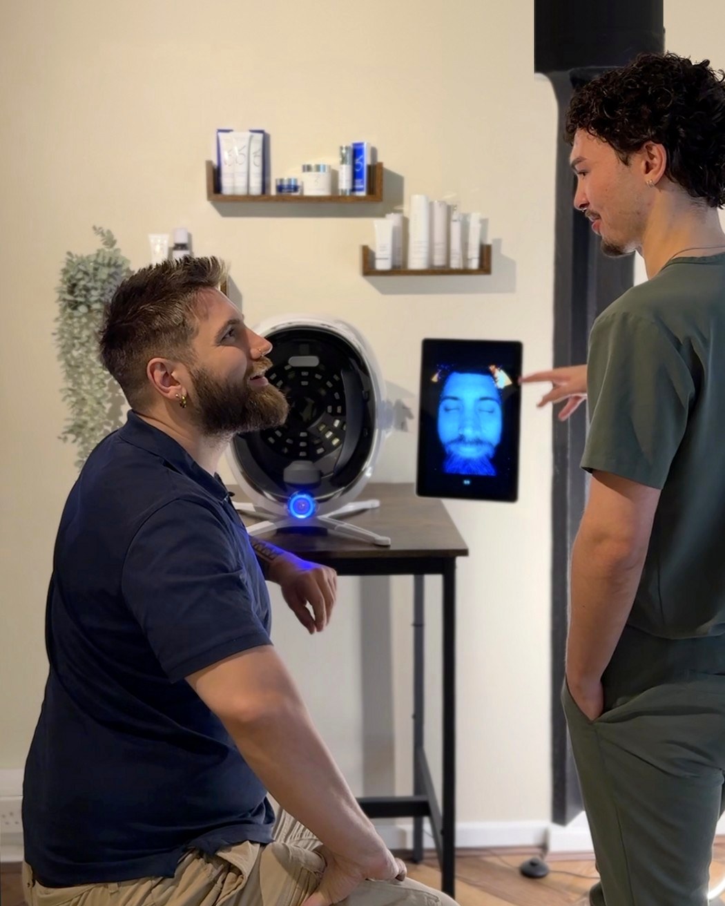 Talking through a skin scan at Smile Aesthetics by Jamie
