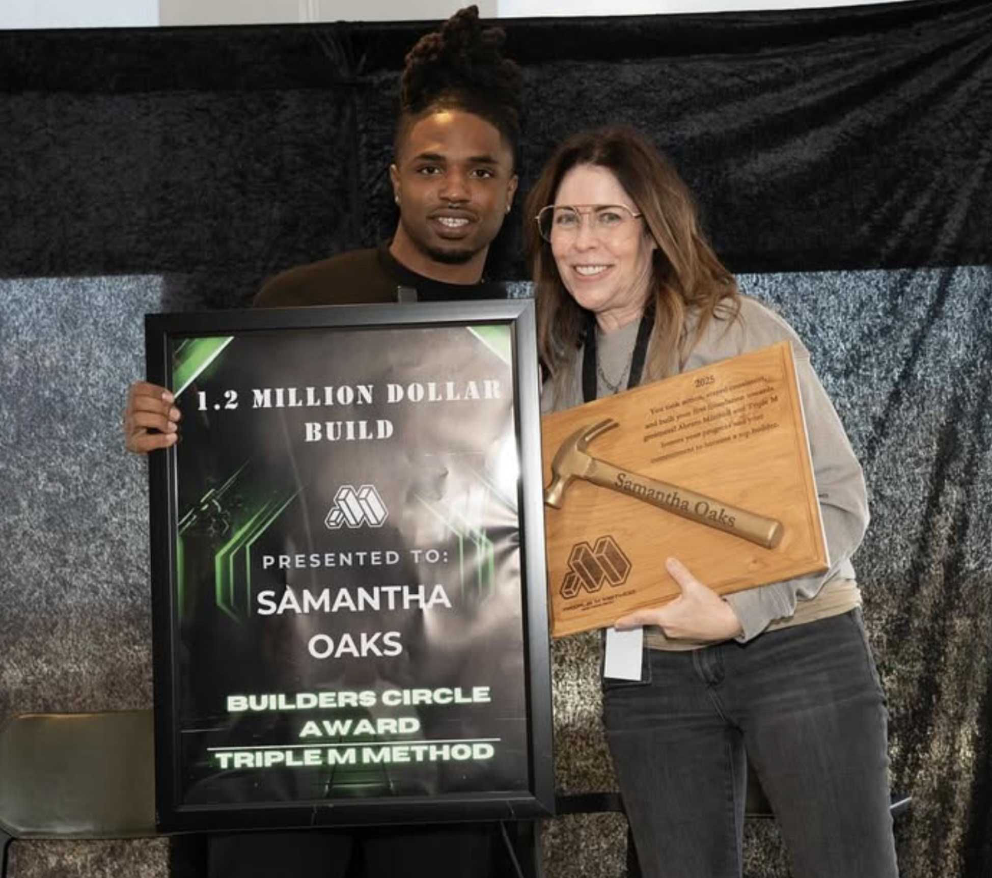Samantha Oaks receiving Builders Circle Award for 1.2 Million Dollar Build