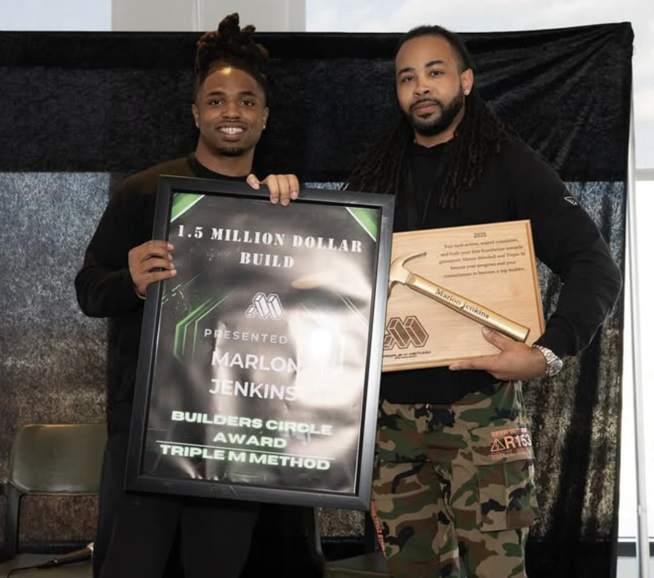 Marlon Jenkins receiving Builders Circle Award for 1.5 Million Dollar Build