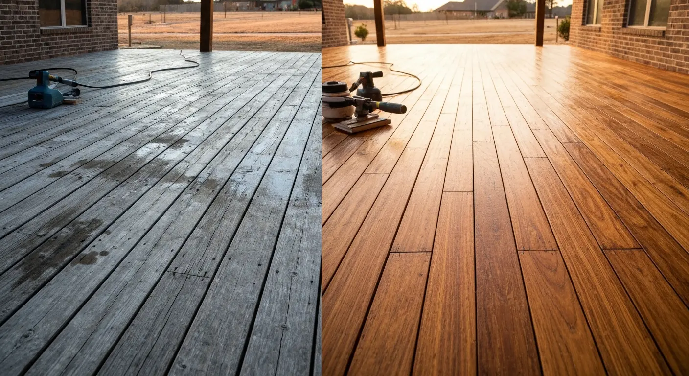 Wood restoration before and after