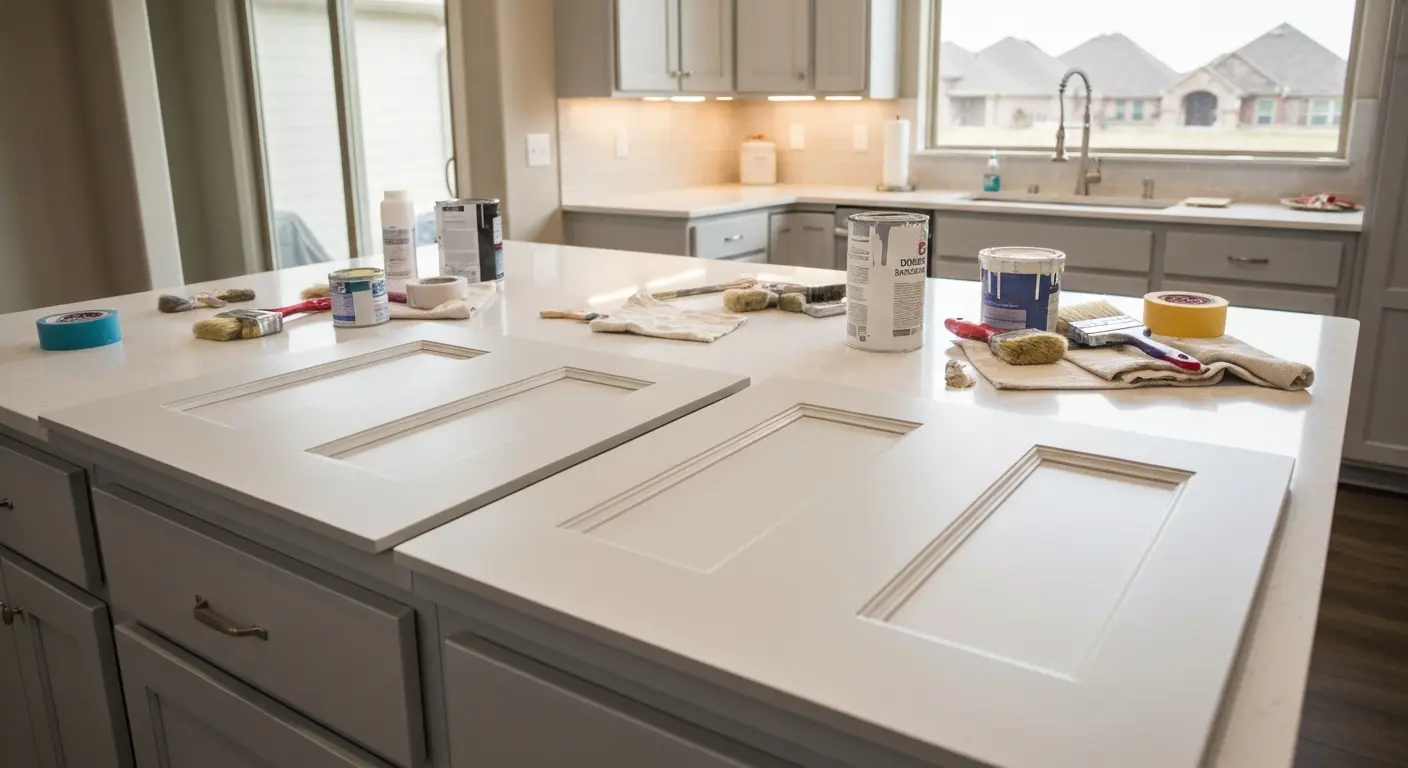 Custom cabinet painting in Jenks kitchen