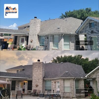 before and after asphalt shingle renewal