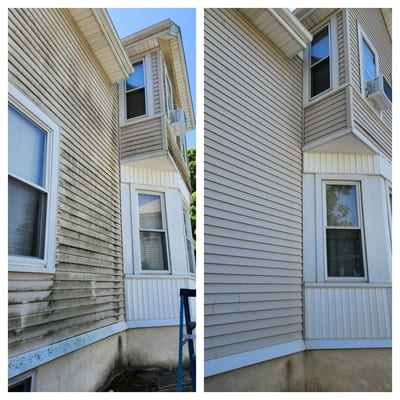 before and after pressure washing