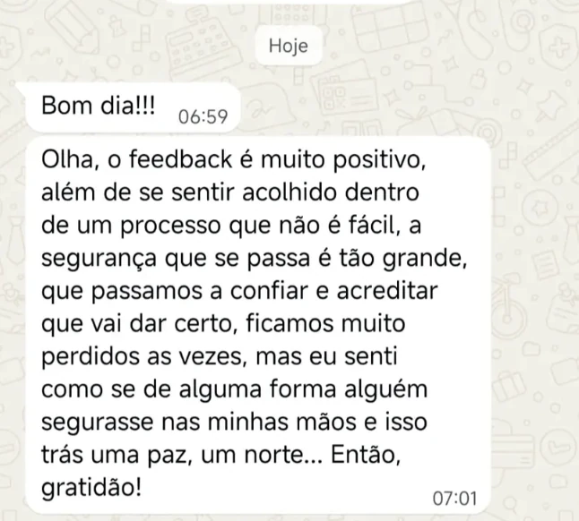 Depoimento de Rafael sobre o acompanhamento recebido