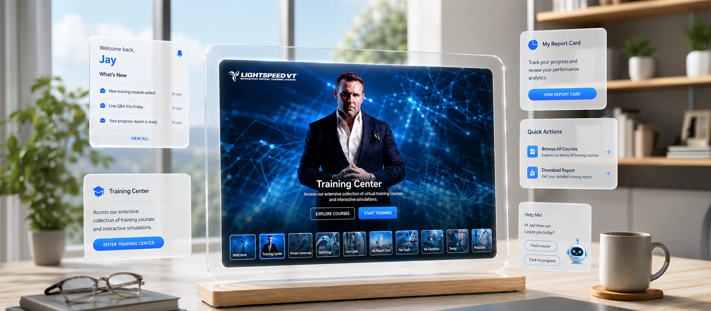 The LightSpeed VT dashboard on a glass display