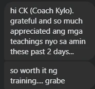 Batch 1 participant feedback saying the two-day training was worth it