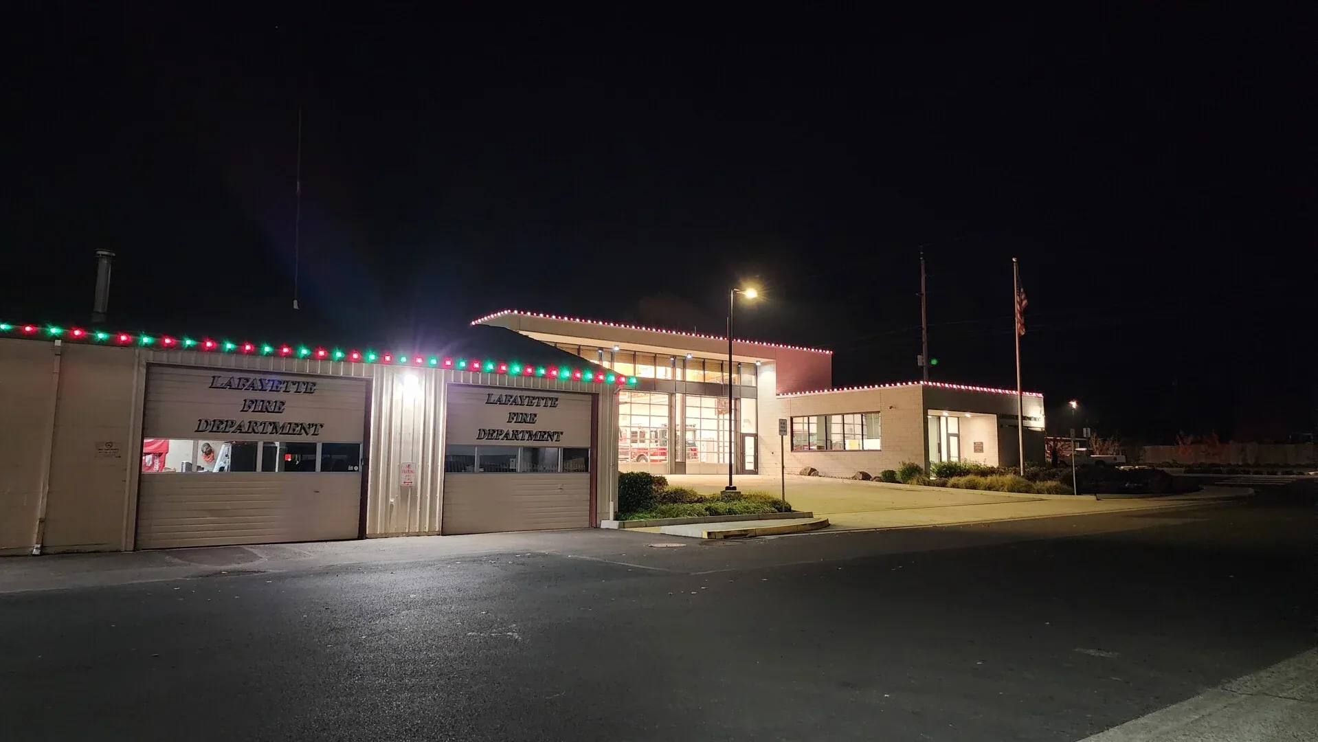 Commercial holiday light installation 5 by Premium Holiday Lights in Salem, OR, professional storefront and property lighting at night