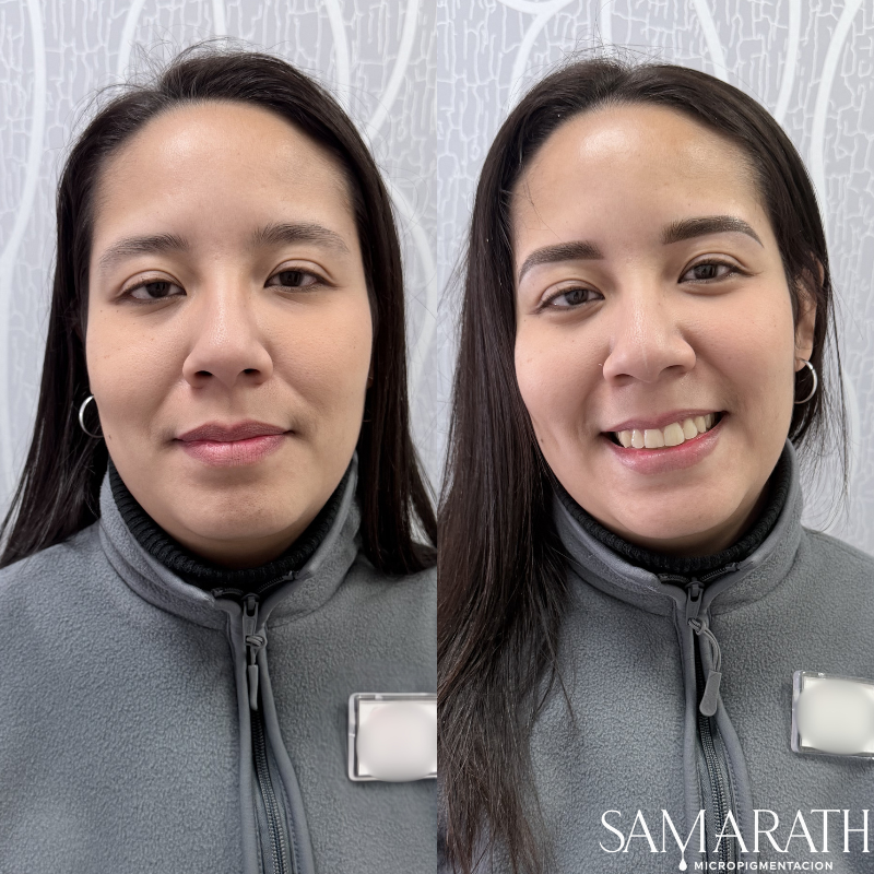 Antes y después de micropigmentación de cejas en Samarath Leganés