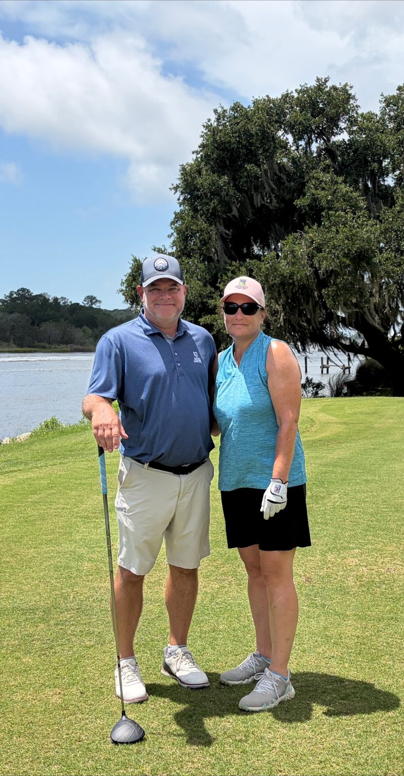 Bill on the course with a student