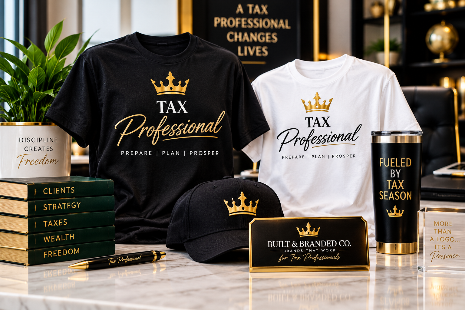 Built & Branded Co. branded tax professional merchandise