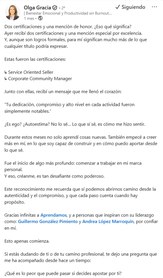Testimonio de Olga Gracia