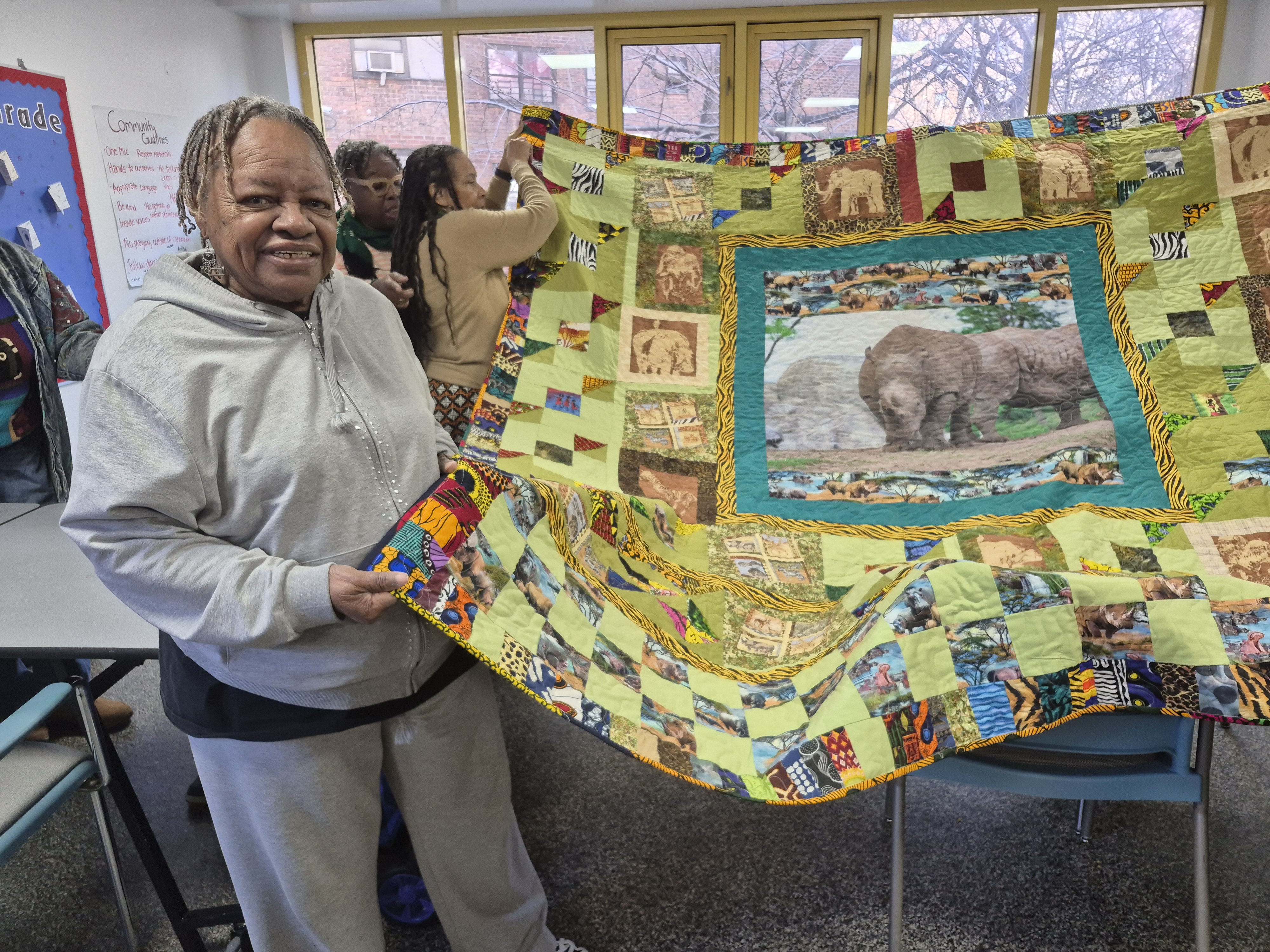 Rhino Elephant Quilt by Freida Hoyett, QOCNNY member