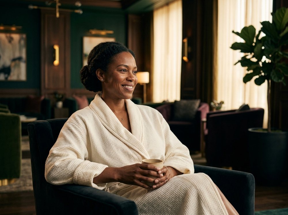A LoveLee 4Life member relaxing in the wellness lounge