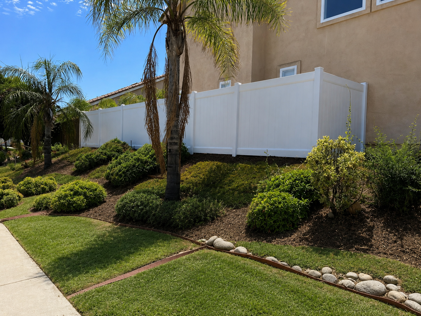 White vinyl gate installation in Menifee, California by ML Fencing