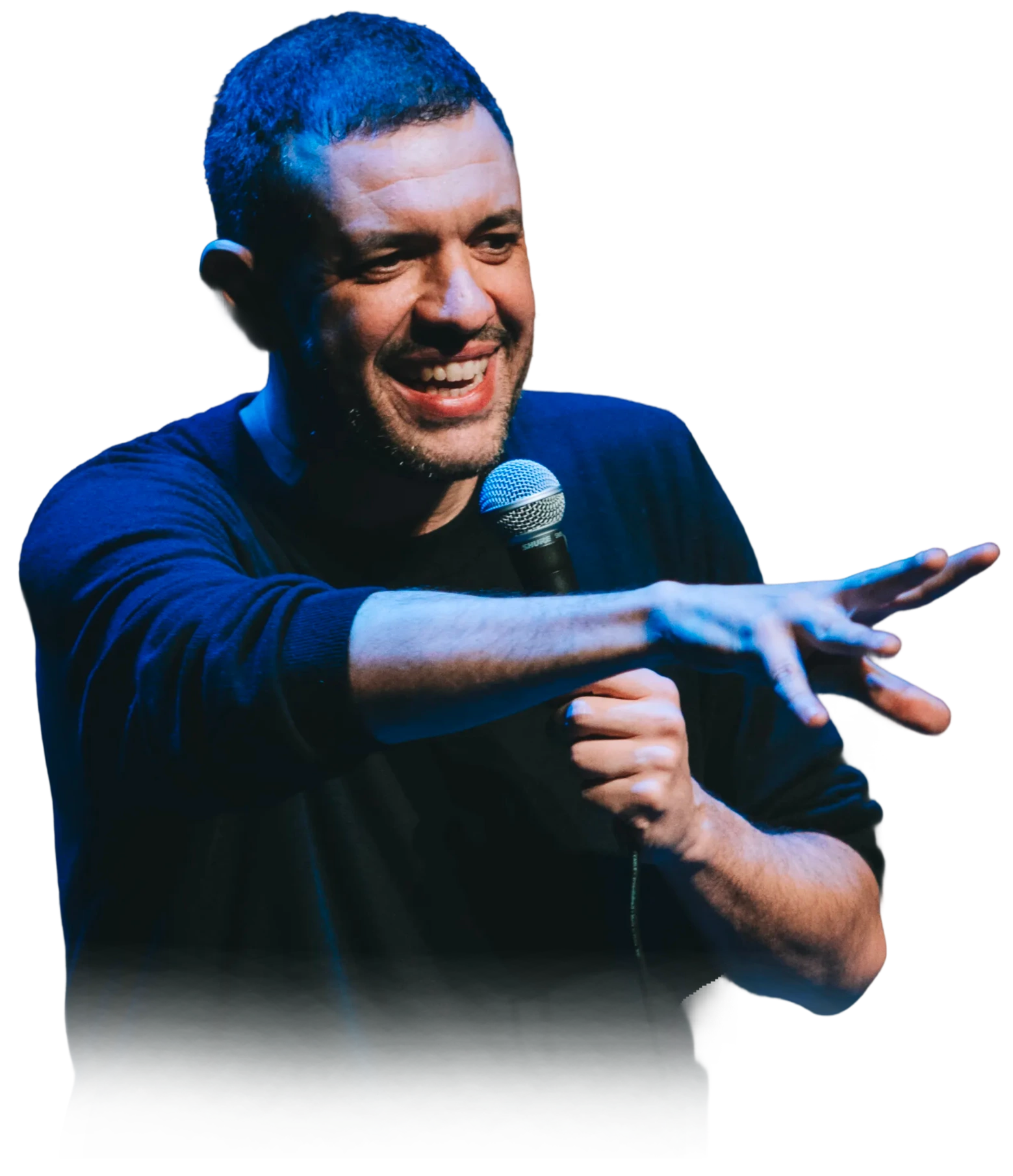 Franesco with a microphone in his hand