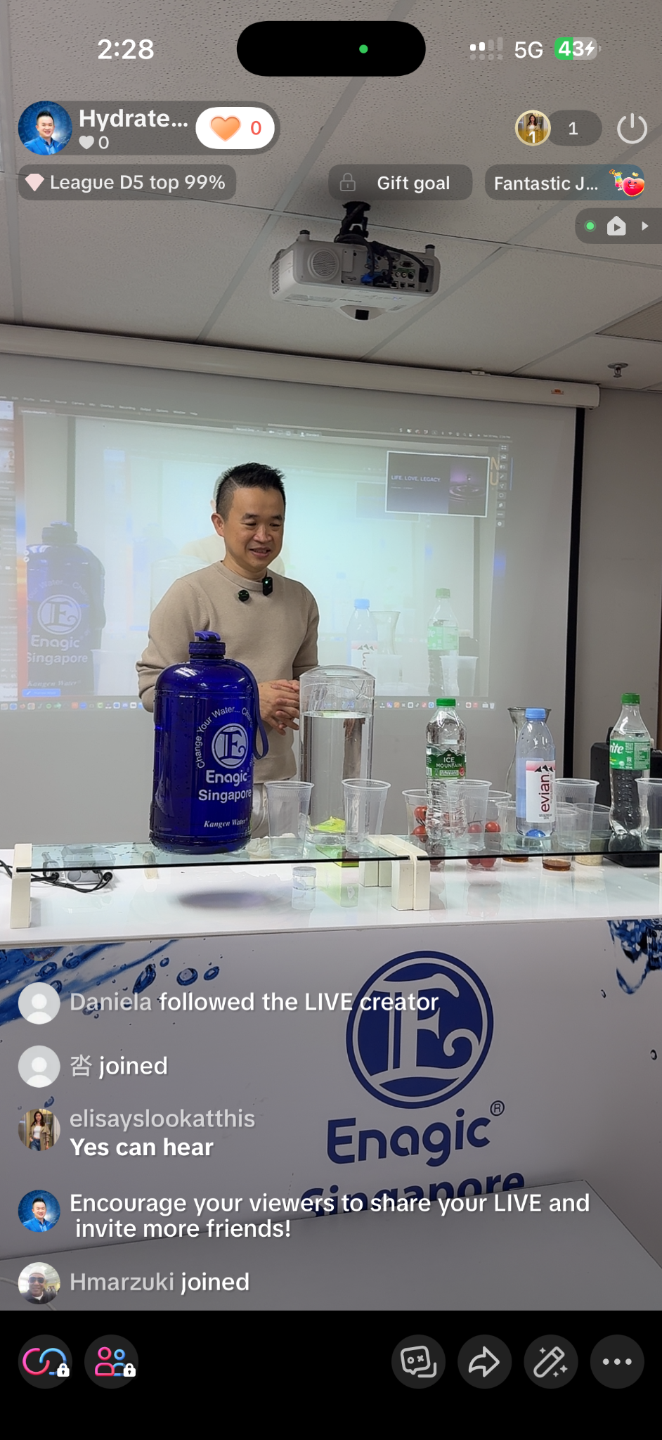 Jit presenting a water demonstration at the Enagic office