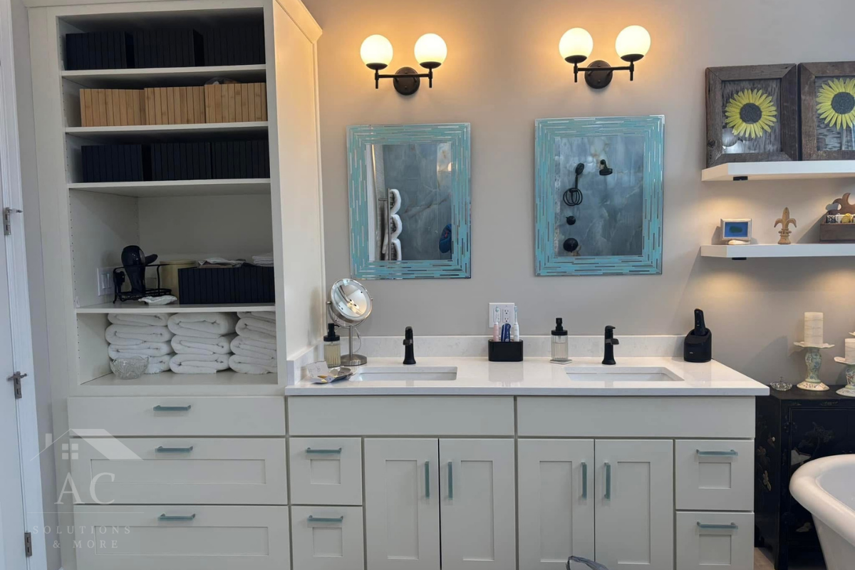 Modern master bathroom remodel with custom cabinets Lake Frederick, VA