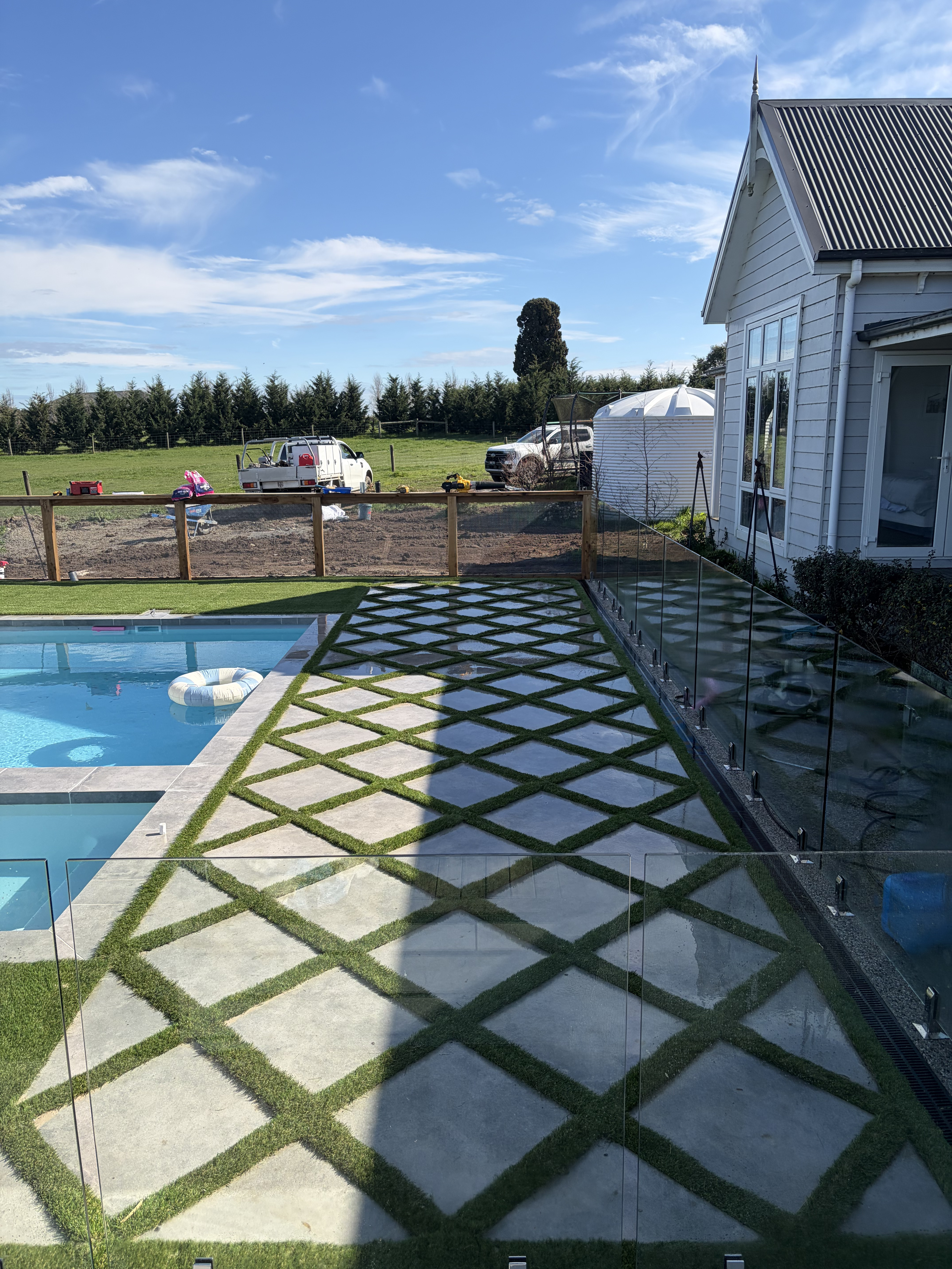 Grass-Joint Paver Pool Surround in Buninyong