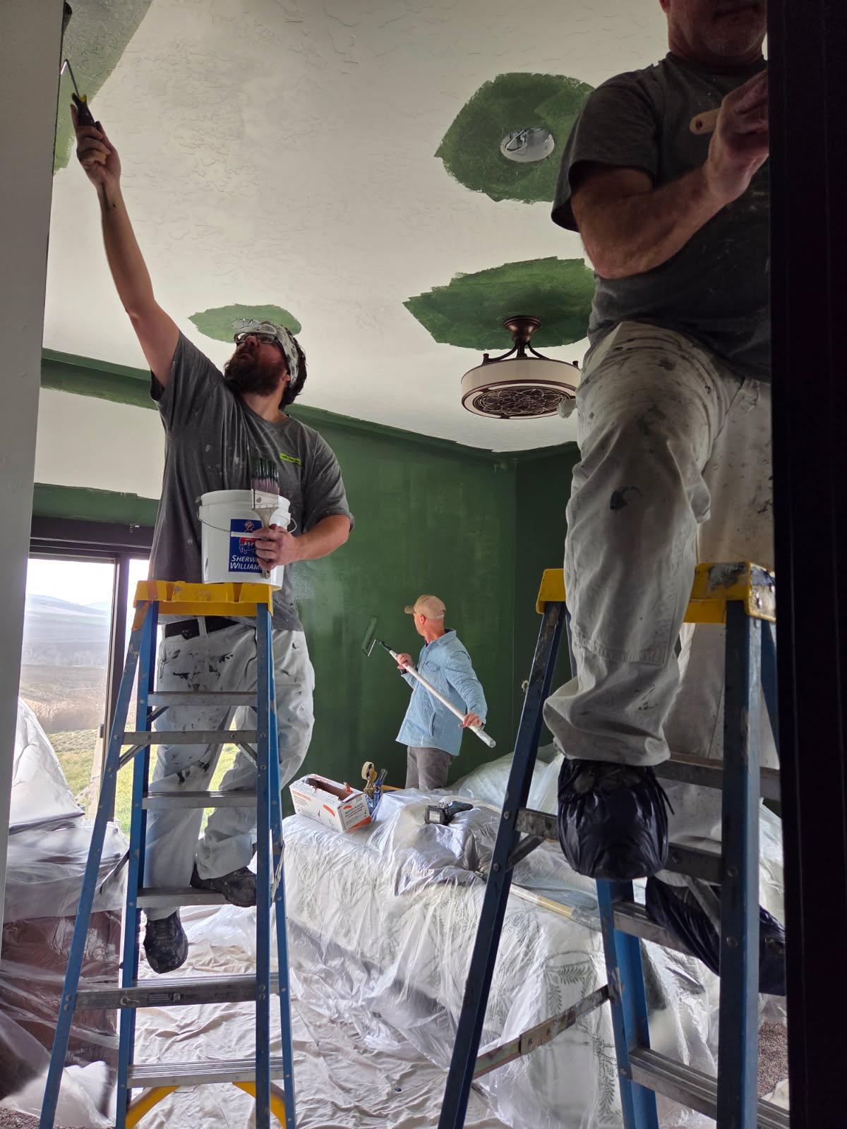 professional painting interior of home green