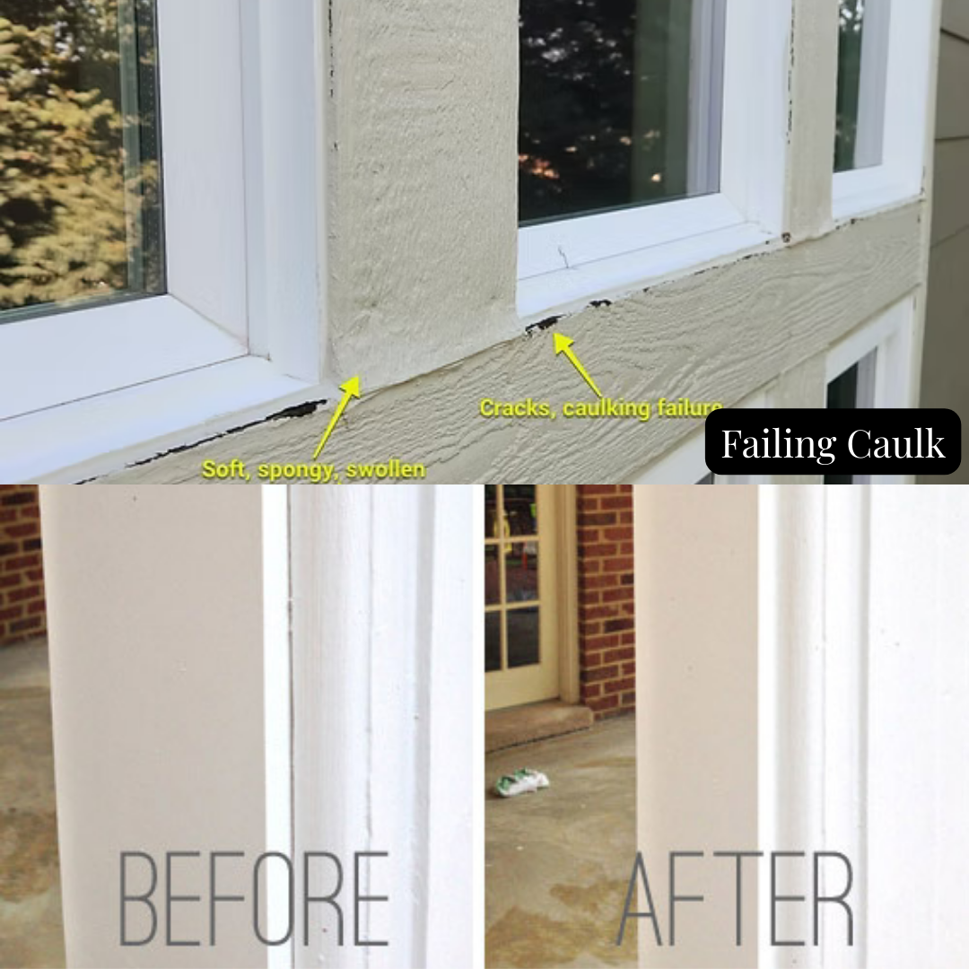 Examples of when caulk fails on exterior homes