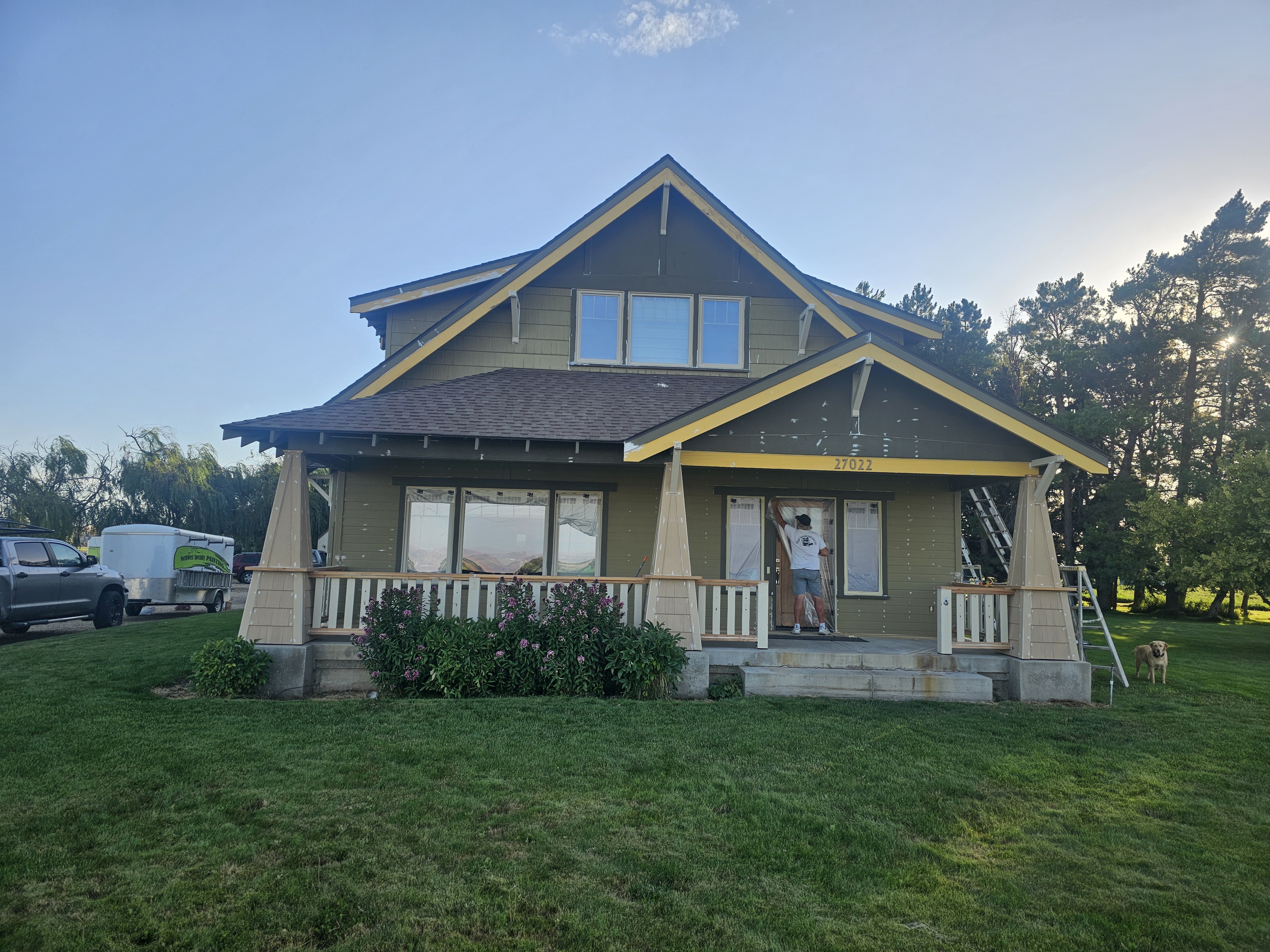 professional painter prepping home before painting