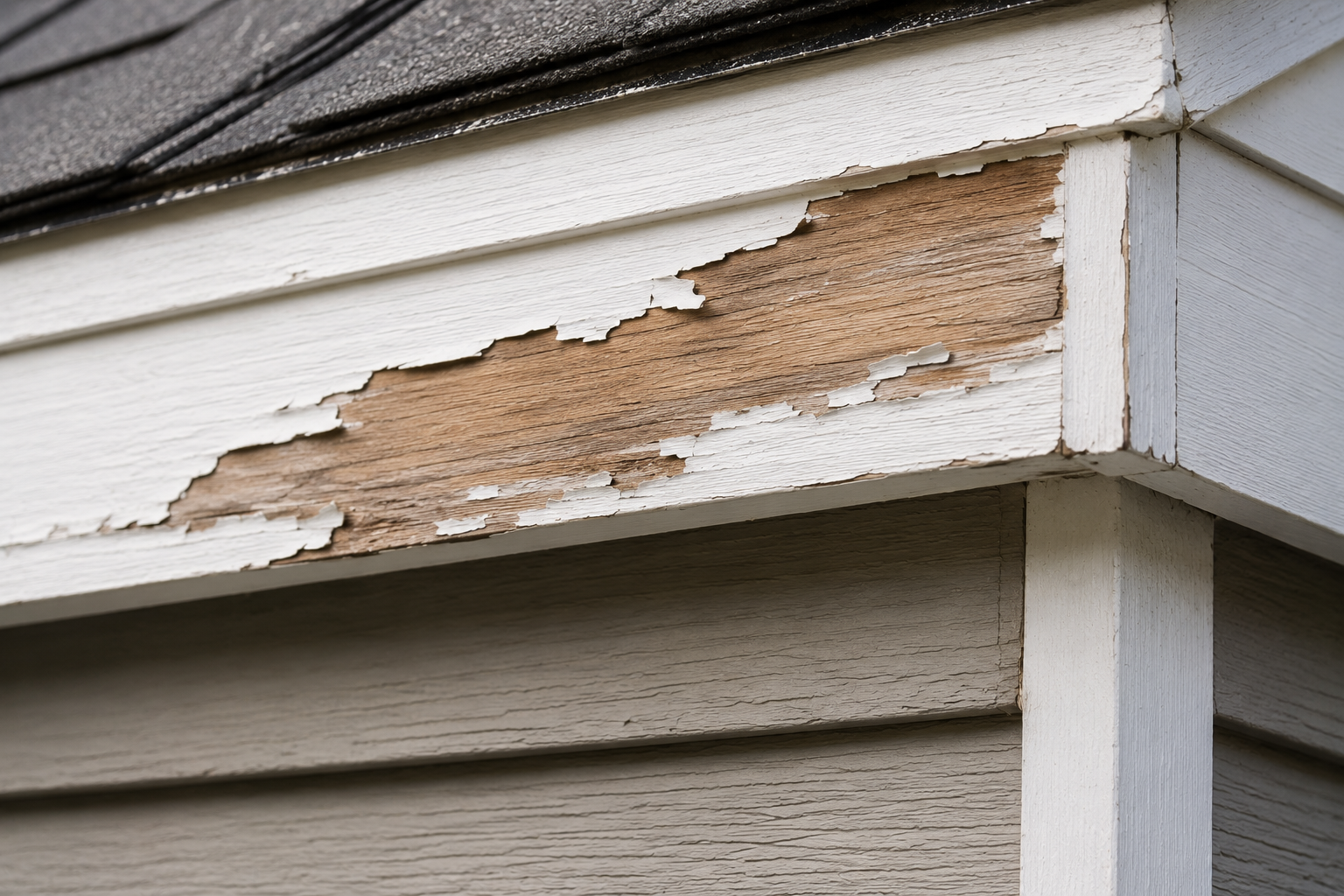 exposed wood under failing paint