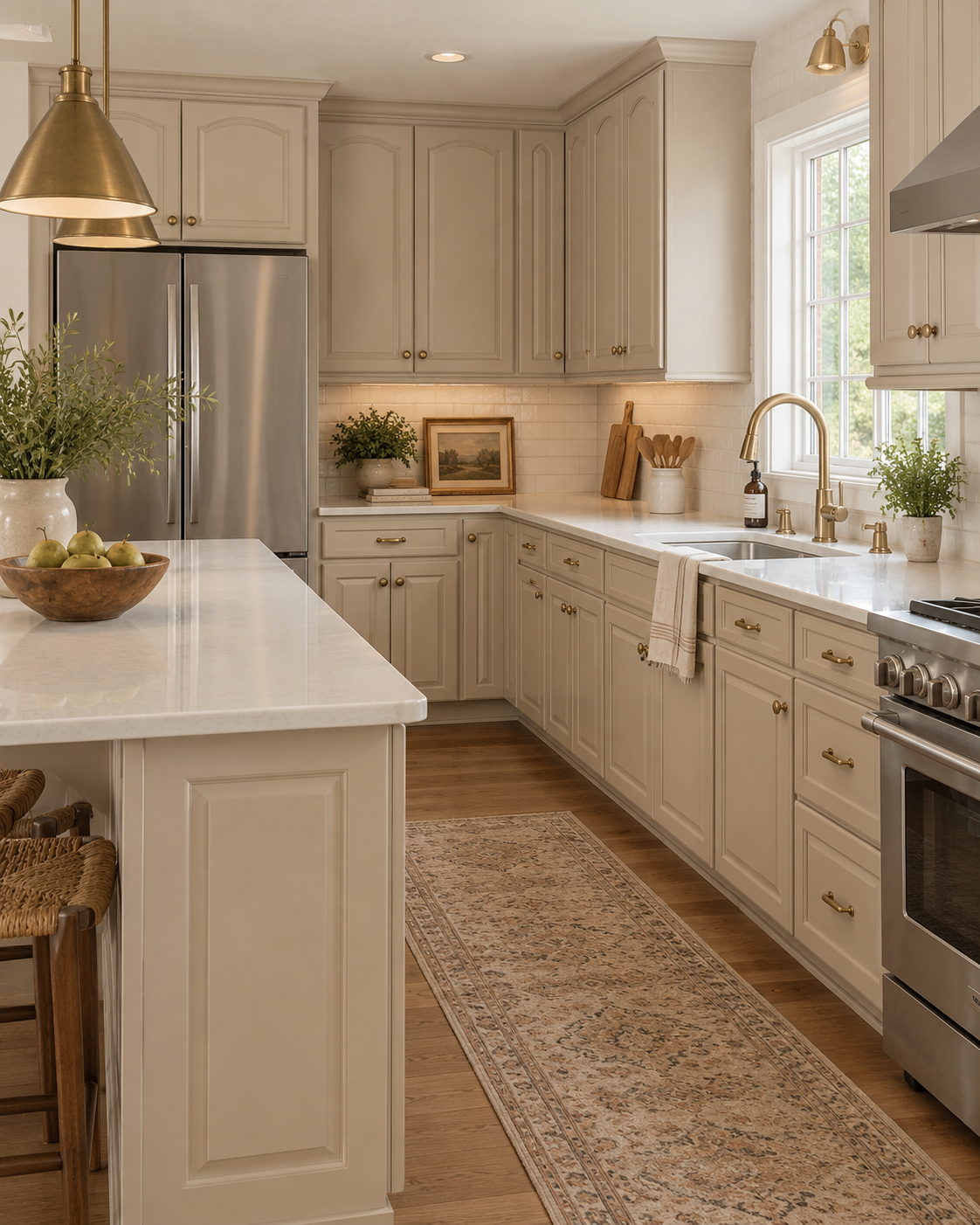 soft putty paint color on kitchen cabinets
