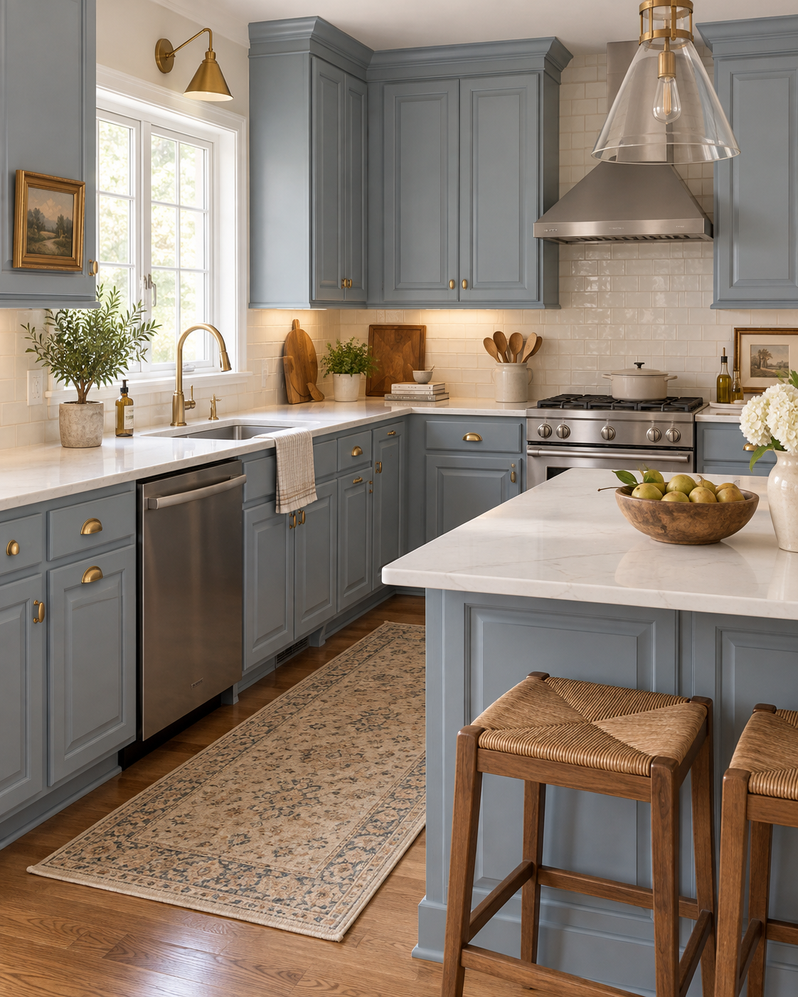 blue kitchen cabinets