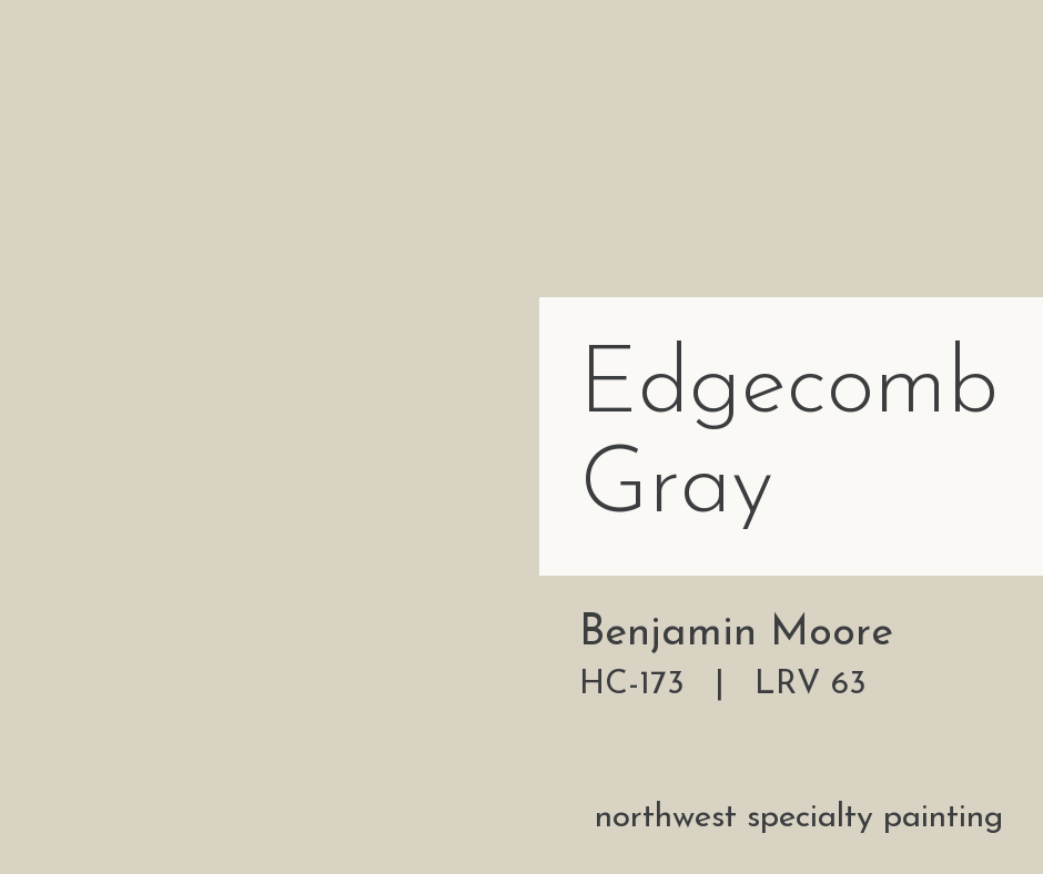 Benjamin Moore Edgecomb Gray HC-173 warm neutral paint color swatch